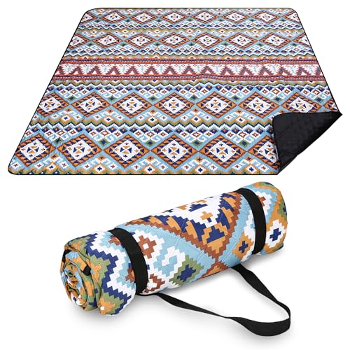 Birshe Picknickdecke Campingdecke 200x200cm, Stranddecke Wasserdicht, Decke Waschbar XXL Faltbar Strandmatte mit Tragegriff, für Outdoor, Picknick, Garten, Strand, Camping von Birshe