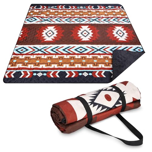 Birshe Picknickdecke Campingdecke 200x200cm, Stranddecke Wasserdicht, Decke Waschbar XXL Faltbar Strandmatte mit Tragegriff, für Outdoor, Picknick, Garten, Strand, Camping von Birshe