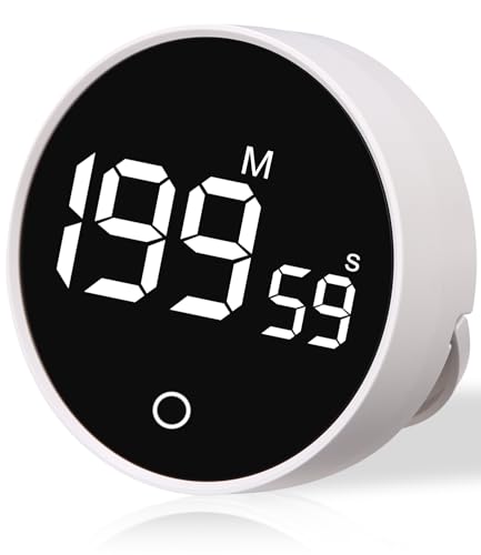 Birshe Digitaler Küchentimer - Eieruhr Mit LED-Anzeige, 2 Modi, Magnetisch, Visuell - Geeignet für Küche, Bad, Büro, Klassenzimmer, Sport - Weiß von Birshe