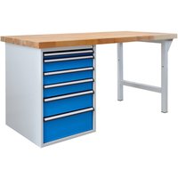 Steinbock® Werkbank Pro, 6 Schubladen, TK 500 kg, HxBxT 850 x 1.500 x 750 mm, RAL 7035/5012 von Steinbock®