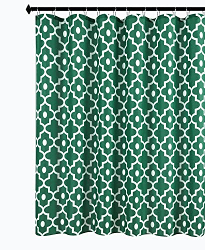 Biscaynebay Duschvorhang, extra lang, strukturierter Stoff, 182,9 x 213,4 cm, maschinenwaschbar, Jägergrün mit marokkanischen Perlen von Biscaynebay