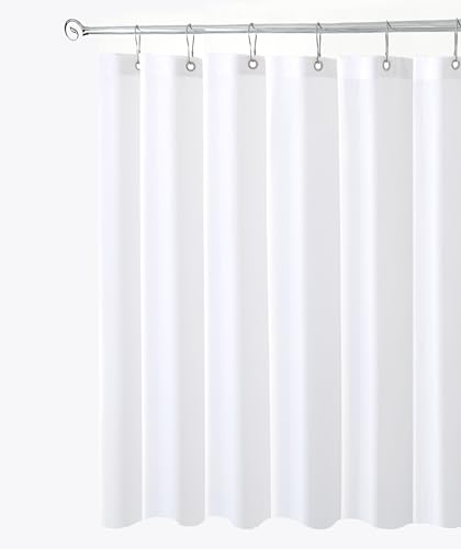 Biscaynebay Duschvorhang aus Stoff, kurze Stalleinlagen, 183 cm B x 165 cm L, weiß, wasserabweisend, Badezimmer-Vorhänge, rostbeständige Ösen, beschwerter Boden, maschinenwaschbar von Biscaynebay