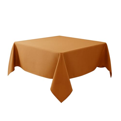 Biscaynebay Herbst-Tischdecke, strukturierter Stoff, quadratisch, 137 x 137 cm, Bronze, Erntedankfest, Herbsternte, wasserabweisend, für Küche, Esszimmer, Hochzeit, Partys, maschinenwaschbar von Biscaynebay
