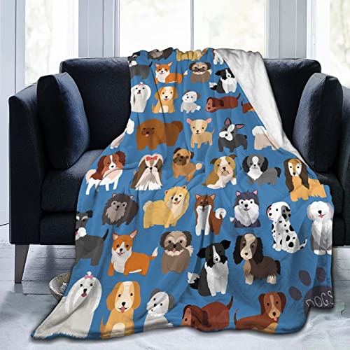 Bisch Überwurfdecke mit niedlichen Welpen-Hunden, ultraweich, warm, für alle Jahreszeiten, dekorative Fleece-Decken für Bett, Stuhl, Auto, Sofa, Couch, Schlafzimmer, 152,4 x 127,7 cm von Bisch