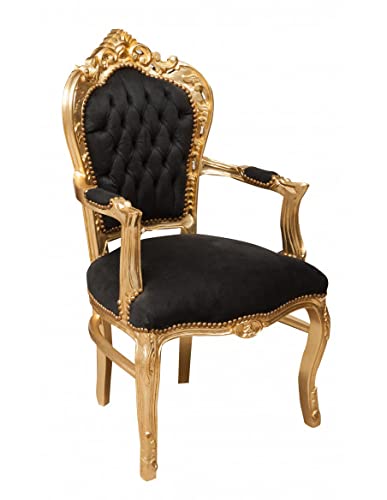 BISCOTTINI Barock Sessel 107x60x60cm | Louis XVI Stühle schwarz | flippige Sessel | Sonderstil Sessel | Barock Stuhl | Louis Stühle von Biscottini