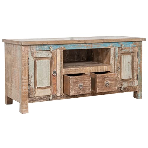 Biscottini 122 x 42 x 62 cm | Wohnzimmerschrank aus recyceltem Holz | TV-Schrank im rustikalen Stil, 122x42x62 cm von Biscottini