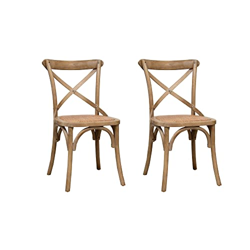 Biscottini 2 Esszimmerstühle Holz landhausstil möbel 84x42x46 cm - Küchenstühle Holz - Rattanstühle esszimmermöbel Vintage - Bistrot Rattan Stuhl - Retro küchenmöbel - Esstisch stühle von Biscottini