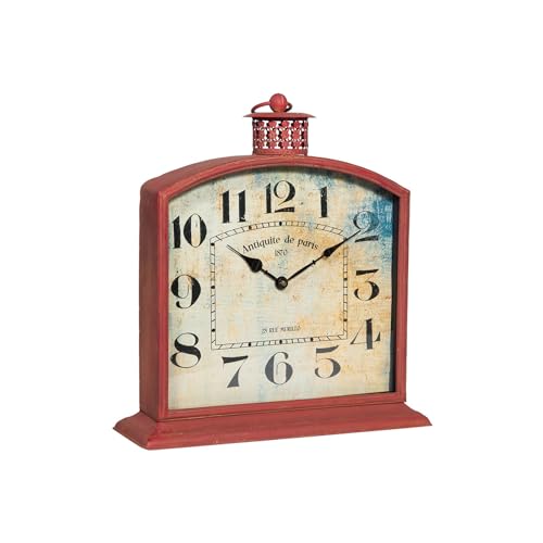 Biscottini Analoge Tischuhr 40,5 x 13,5 x 47,5 cm – Kinderzimmeruhr Made in Italy – Nachttischuhr aus Eisen in Antikrot Biscottini Analoge Tischuhr 40,5 x 13,5 x 47,5 cm – Kinderzimmeruhr Made in Italy – Nachttischuhr aus Eisen in Antikrot von Biscottini