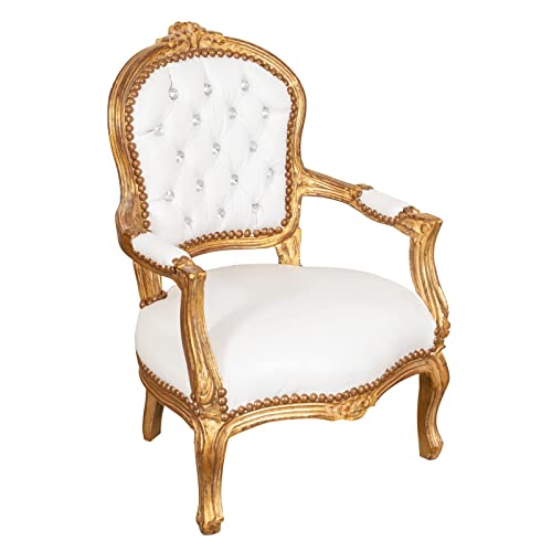 Biscottini Barock, 5 x 49,5 x 50 cm | Louis XVI Stühle | Französischer Stil Sessel Schlafzimmer weiß, Holz Samt, 74,5x49,5x50 cm von Biscottini