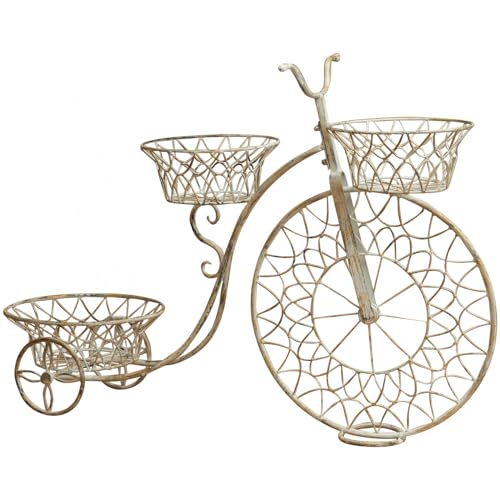 Biscottini Fahrrad-Blumenständer aus Schmiedeeisen L 90 x T 28,5 x H 63 cm – Blumenkasten für den Außenbereich – Ständer für Pflanzen von Biscottini