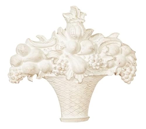 Biscottini - Fregio Obstkorb aus Holz mit antikweißem Finish, hergestellt in Italien, 38 x T 7 x H 40 cm, Obstschale mit antikweißem Finish, Holz, hergestellt in Italien von Biscottini