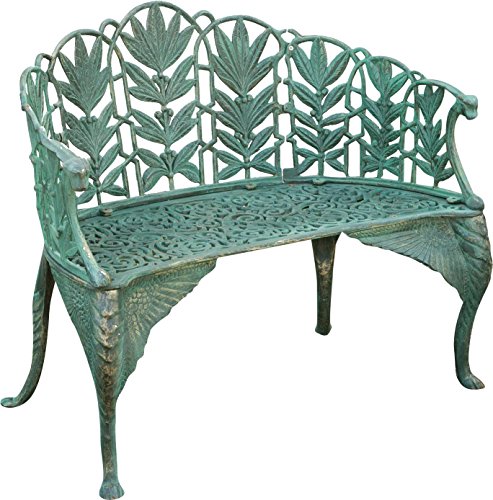 Biscottini Gartenbank 110 x 60 x 90 cm – Bank aus Gusseisen – Gartenbank aus Gusseisen – antike Gartenbank – 2-Sitzer Gartensofa aus Metall grün von Biscottini