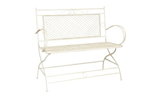 Biscottini Gartenbank aus Eisen, 120 x 52 x 79 cm, Stuhl aus Eisen, für den Außenbereich, Gartenbank aus Metall, 2-Sitzer, Sofa aus weißem Eisen, Bank aus Gusseisen Biscottini Gartenbank aus Eisen, 120 x 52 x 79 cm, Stuhl aus Eisen, für den Außenbereich, Gartenbank aus Metall, 2-Sitzer, Sofa aus weißem Eisen, Bank aus Gusseisen von Biscottini