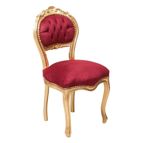 Biscottini Ludwig XVI Gepolsterter Stuhl, Holz, Rot und Gold, L45,5xPR42,5xH90,5 von Biscottini