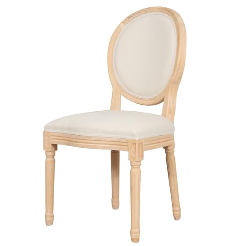 Biscottini Gepolsterter Stuhl aus Massivholz L51 x PR57 x H99 creme – Esszimmerstühle – Vintage-Stühle – Schlafzimmer-Sessel – Wohnkultur von Biscottini