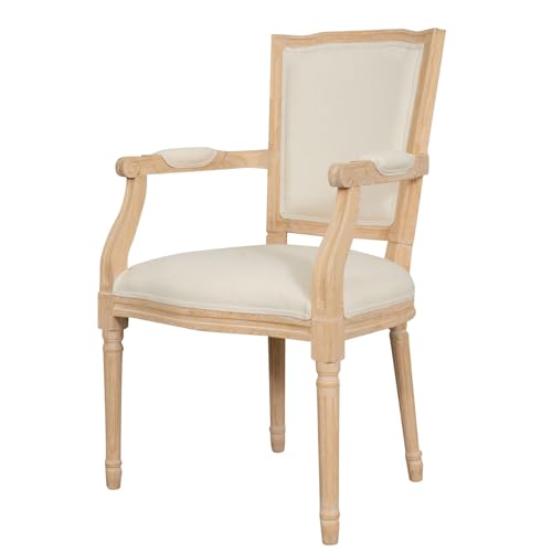 Biscottini Gepolsterter Stuhl aus Massivholz L60 x PR60 x H96 mit Armlehnen – Esszimmerstühle – Vintage-Stühle – Schlafzimmer-Sessel – Wohnkultur von Biscottini