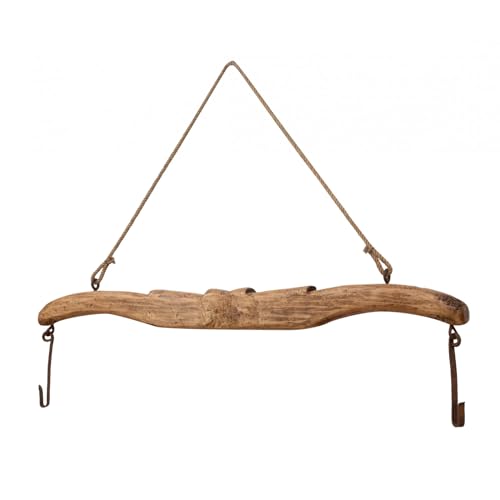 Biscottini Giogo Rustikaler Kronleuchter, 161,5 x 41,5 x 30 cm, rustikaler Holz-Kronleuchter, Lindenholz, Vintage-Deckenleuchter von Biscottini