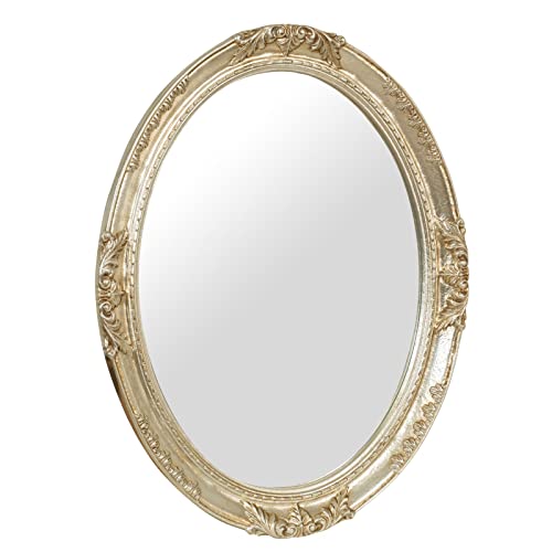 Biscottini Großer Wandspiegel 93 x 3,5 x 72 cm, ovaler Spiegel, hergestellt in Italien, Badezimmerspiegel mit Silber-Finish von Biscottini