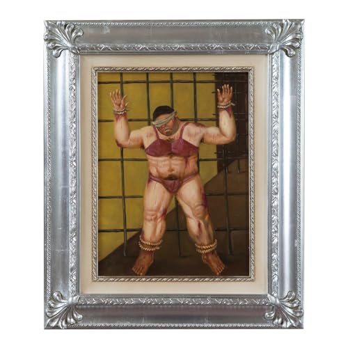 Biscottini Handgemalte Ölgemälde auf Leinwand mit Holzrahmen, Blatt-Finish, 50,5 x 3 x 60,5 cm Biscottini Handgemalte Ölgemälde auf Leinwand mit Holzrahmen, Blatt-Finish, 50,5 x 3 x 60,5 cm von Biscottini