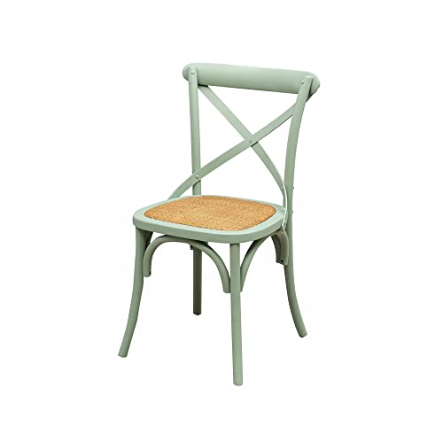 Biscottini Holzsthul 48x42x88 cm aus massiver Esche und Rattansitz mit gealterter Holzoberfläche - Esszimmerstühle aus verwittertes Holz - Vintage Stuhle Made in Italy von Biscottini