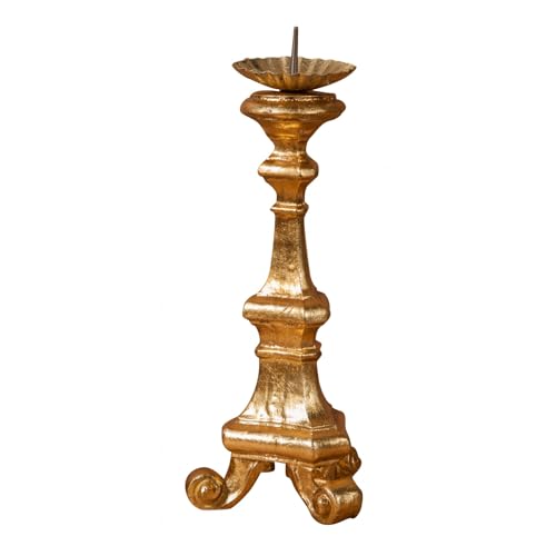 Biscottini Kerzenhalter aus Holz für Kerzen L13 x B13 x H29 cm - Kerzenhalter Mittelstück Gold - Kerzenhalter für den Tisch im Shabby Chic - eleganter Kerzenständer von Biscottini