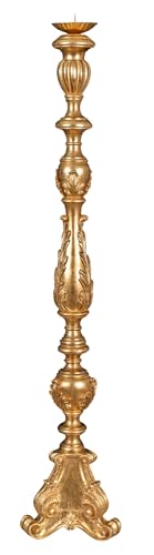 Biscottini Kerzenständer Holz L31XPR31XH150 cm - Kerzenhalter Holz - Kerzenleuchter Gold Made in Italy - Shabby Kerzenständer - Bodenleuchter von Biscottini