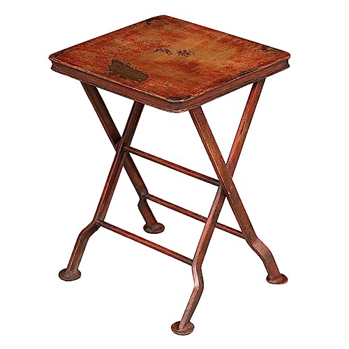 Biscottini Klapphocker aus Eisen, 40 x 28 x 28 cm, schmiedeeiserner Tisch, für außen und innen, Hocker, Eisen von Biscottini
