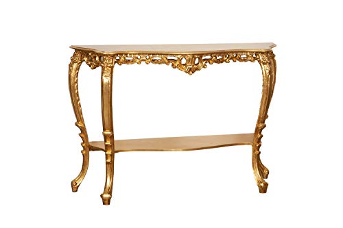 Biscottini Konsolentisch barock 130x36x88 cm Made in Italy | Konsolentisch Gold aus Holz | Sideboard Gold barock | Konsolentisch Vintage | Flurtisch von Biscottini