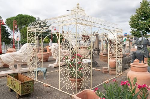 Biscottini Robuster Außenpavillon 400 x 365 x 400 cm – Pavillon 4 x 4 aus robustem Schmiedeeisen – Gartenpavillon im Vintage-Stil – Gartenpavillon von Biscottini