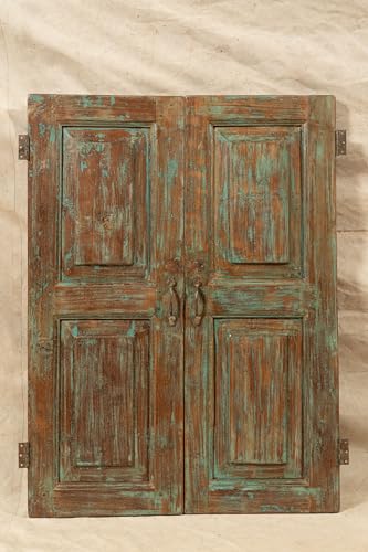 Biscottini Rollladen aus Holz 56 x 7 x 111 cm – Jalousie aus massivem Teakholz – antiker Rollladen perfekt restauriert von Biscottini