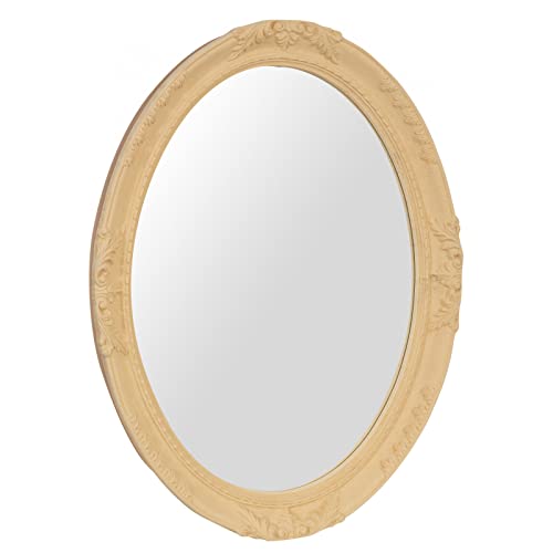 Biscottini Runder Badezimmerspiegel, 93 x 6,5 x 72 cm, Shabby Chic Wandspiegel, ovaler Badezimmerspiegel von Biscottini