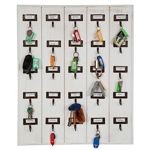 Biscottini Schlüsselhalter für die Wand, 25 Haken aus Holz, L50 x T 5 x H 60,5 cm, Wandhaken, Schlüsselbrett für Eingänge von Biscottini