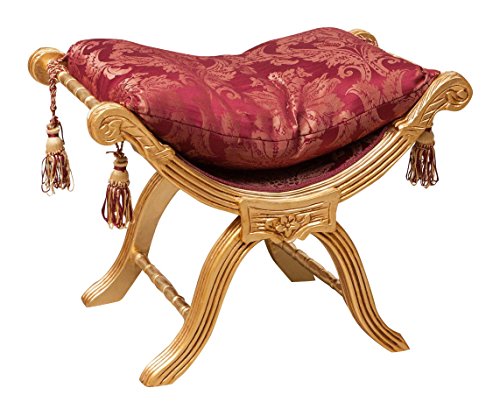 Biscottini Sitzsack Savonarola L47XPR75XH54,5 Damastrot – Sitzhocker – Hocker – Schlumpf zum Sitzen – Puff im antiken Stil – Sessel – Sessel von Biscottini