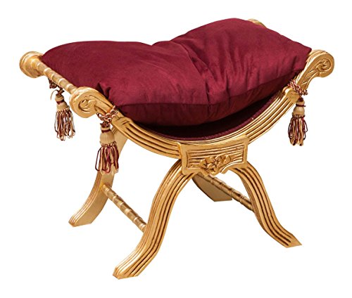 Biscottini Sitzsack Savonarola L47XPR75XH54,5 aus rotem Samt – Sitzhocker – Hocker – Schlumpf zum Sitzen – Puff im antiken Stil – Sessel – Sessel von Biscottini
