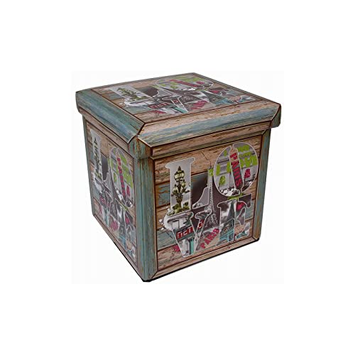 Biscottini Sitzsack aus Kunstleder 32 x 32 x 32 cm | Aufbewahrungsbox mit Deckel | Aufbewahrungswürfel | Sitzsack faltbar von Biscottini
