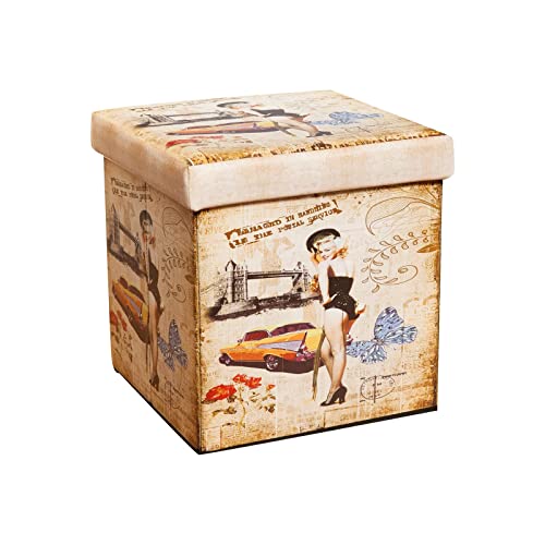 Biscottini Sitzsack aus Kunstleder 33 x 33 x 33 cm | Aufbewahrungsbox mit Deckel | Aufbewahrungswürfel | Sitzsack klappbar von Biscottini