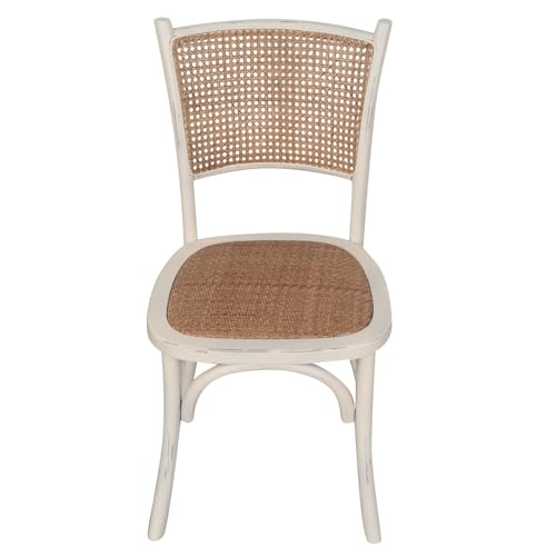 Biscottini Sitzstuhl aus Rattan, Holz, Antik-Weiß, L45,5xPR42,5xH89,5 von Biscottini
