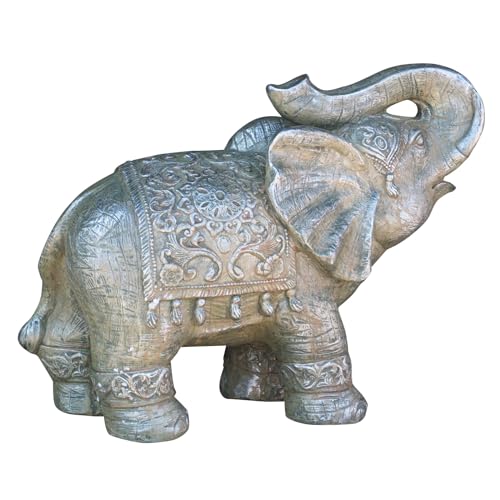 Biscottini Statue Elefant L25,5 x PR40,5 x H48,5 - Dekorative Figuren Haus aus Harz - Statue Großer indischer Elefant - Elefant Ornament von Biscottini