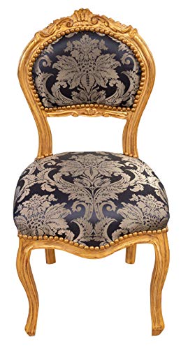 Biscottini Stühle Luigi XVI 90 x 45 x 42 cm | Stuhl im französischen Stil antikgold | Schlafzimmer Sessel | Barock Stühle von Biscottini