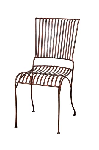 Biscottini - Stuhl aus Schmiedeeisen von Estern - L 40 x T 50 x H 85 cm - Vintage-Gartenstuhl - Esszimmerstuhl - antikes cremefarbenes Finish von Biscottini