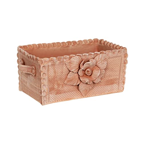 Biscottini Terracotta-Blumentopf, rechteckig, 42 x 25 x 17 cm, Übertopf für den Außenbereich, hergestellt in Italien, große Töpfe für den Außenbereich von Biscottini