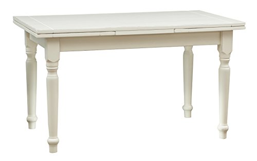 Biscottini Tisch aus massivem Holz, weiß, L 140 x T 80 x H 80 cm, ausziehbar, handgefertigt, hergestellt in Italien, Esstisch und Küche mit Verlängerungen Biscottini Tisch aus massivem Holz, weiß, L 140 x T 80 x H 80 cm, ausziehbar, handgefertigt, hergestellt in Italien, Esstisch und Küche mit Verlängerungen von Biscottini