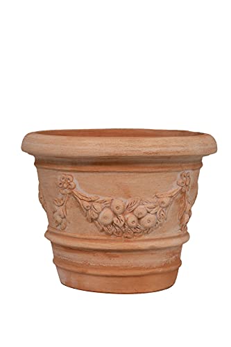 Biscottini Vase, Korb, Schale aus Terrakotta, Blumentopf für den Garten, für den Innenbereich L40 x T40 x H30 cm von Biscottini