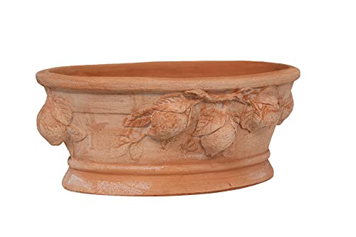 Biscottini Vase L 33 x T 14 x H 20 cm, Korb, Schale aus Terrakotta, Blumentopf für den Garten, für den Innenbereich Biscottini Vase L 33 x T 14 x H 20 cm, Korb, Schale aus Terrakotta, Blumentopf für den Garten, für den Innenbereich von Biscottini