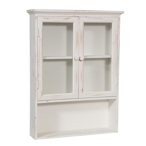 Biscottini Vitrine, Holz, Antik-Weiß, 63x12x48,5 cm von Biscottini