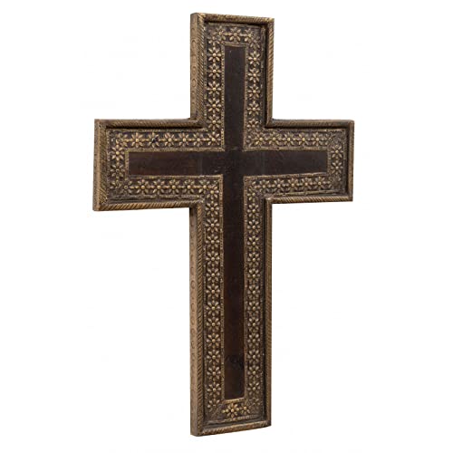 Biscottini Wandkreuz aus Holz, 35 x 3,5 x 51 cm, Kruzifix aus Holz, handgearbeitet, modernes Wandkreuz von Biscottini