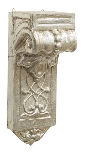 Biscottini Wandregal aus Holz mit antikem Silber-Finish L 9,5 x T 8,5 x H 24 cm, Antik, hergestellt in Italien, Wandregal Liberty von Biscottini
