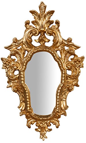 Biscottini Wandspiegel, 40 x 4,5 x 65 cm, Antik-Gold-Finish | Deko Spiegel Gold | Barock Spiegel Gold | Dekorative Spiegel von Biscottini