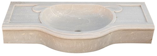 Biscottini Waschbecken aus weißem Marmor, 100 x 46 x 15 cm, Waschbecken für Außen- und Innenbereich, Steinwaschbecken, Aufsatzwaschbecken, Küchenspüle von Biscottini