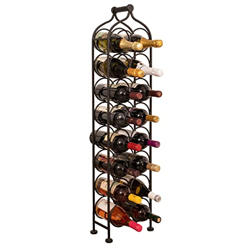Biscottini Weinflaschenhalter aus Schmiedeeisen | Wasser- und Weinflaschenhalter 105 x 13 x 25 cm | Weinregal für den Boden 16 Flaschen von Biscottini